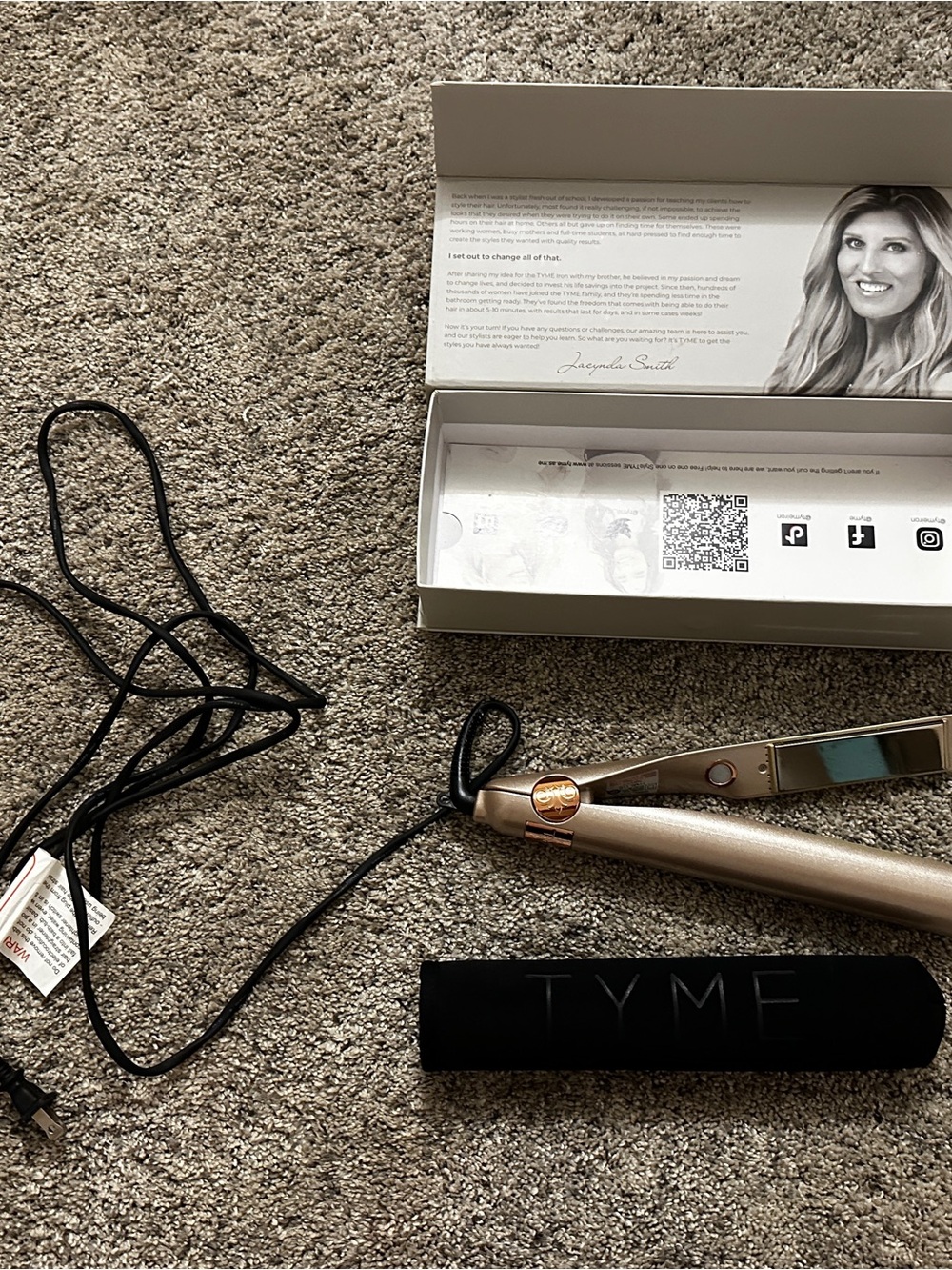 TYME Rose Gold Flat Iron with Black Protective Sleeve